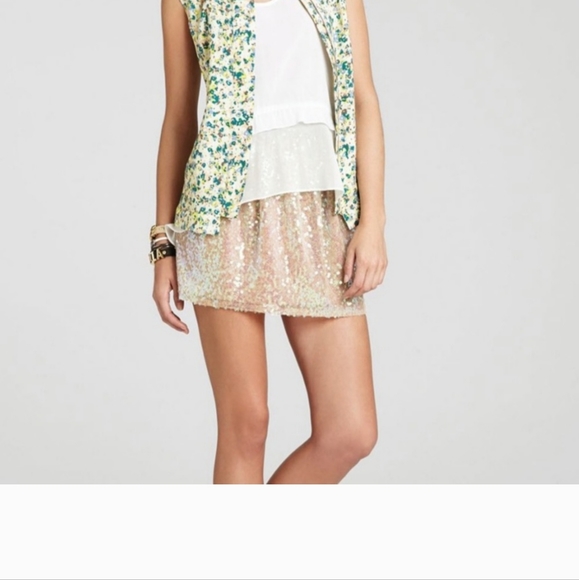 NWT BCBGeneration Nude Sequin Dirndl Skirt 6 - Picture 2 of 5